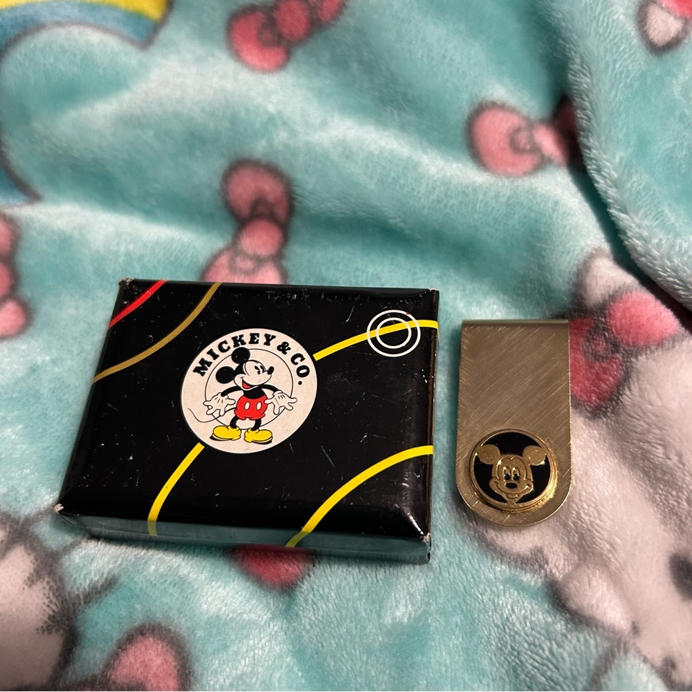 Vintage Mickey Mouse money clip by DISNEY COLIBRI gold‎ black Mickey & co